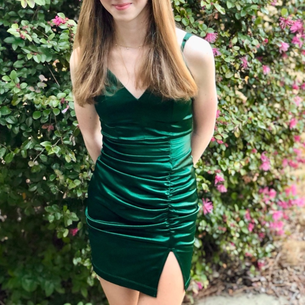 Honey and Rosie Emerald Green Mini Dress Semi-Formal